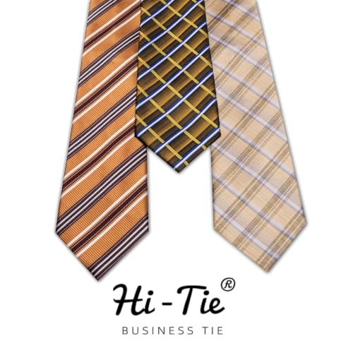 Image of Hi-Tie 3 Pcs Gift Box Mens Tie Set Necktie with Pocket Square Cufflinks Lapel Pin Silk Neck Tie Collection