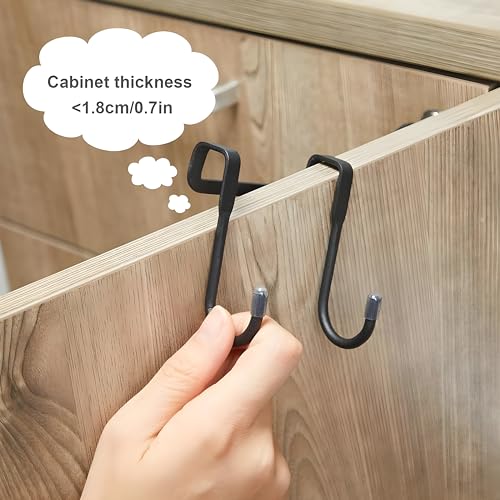 Image of JIALTO 2 Pcs Over The Door Hangers for Clothes | Double Over Door Hook Holder Clothes | Bedroom and Bathroom Door Hanger for Clothes | Bags, Towels and More Easily Attached to Cabinet Doors - Black