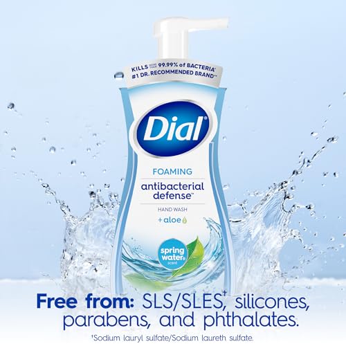 Dial Antibacterial Defense Foaming Hand Soap + Aloe, Spring Water Scent, 7.5 Fl Oz (Pack of 6), Dermatologist-Tested Hand Wash, Gentle on Skin - Image 4