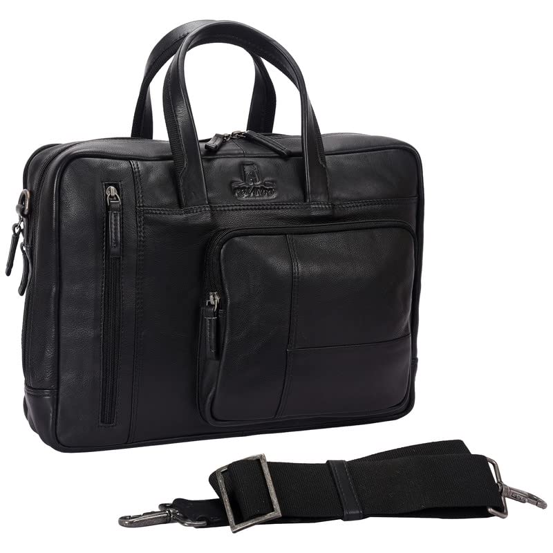 ROLANDO Texiidor 15 Inch Mens Top-handle Laptop Messenger & Sling Leather Handbag (Matt Black) (B08TRPPVBR) Amazon Price History, Amazon Price Tracker
