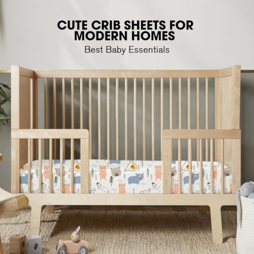 Image of Little Grape Land Crib Sheets 4 Pack for Boys and Girls, Baby Neutral Crib Fitted Sheets for Standard Crib & Toddler Mattress, Super Soft Breathable Fitted Crib Sheet Set