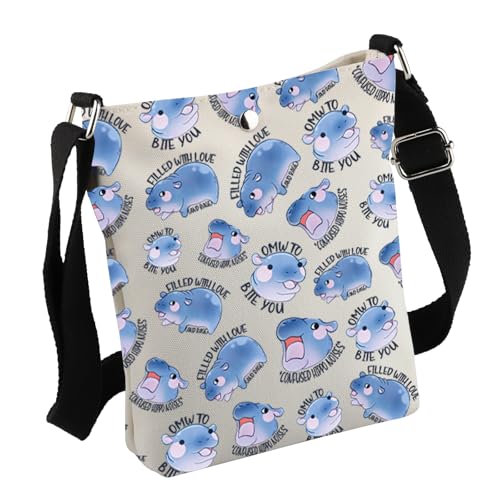 MNIGIU Funny Hippo Gift Hippo Crossbody Bag Hippo Lover Gift Hippo Fan Club Gift Pygmy Hippo Gift