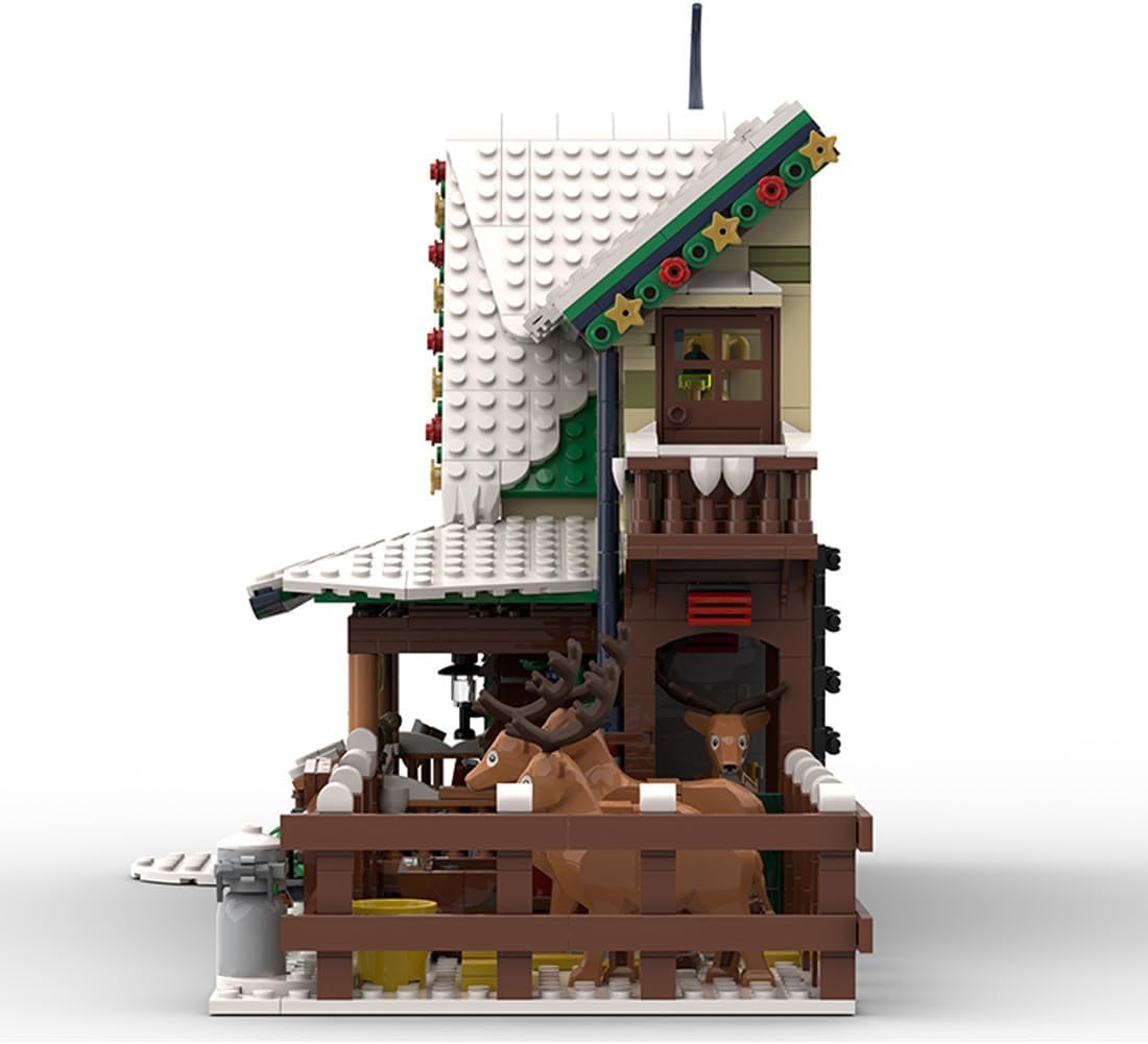 Reindeer Ranch Christmas Snow Scene Assembly Building Blocks Set, Modular Architecture Construction Toy for Teen Adult (1973PCS)