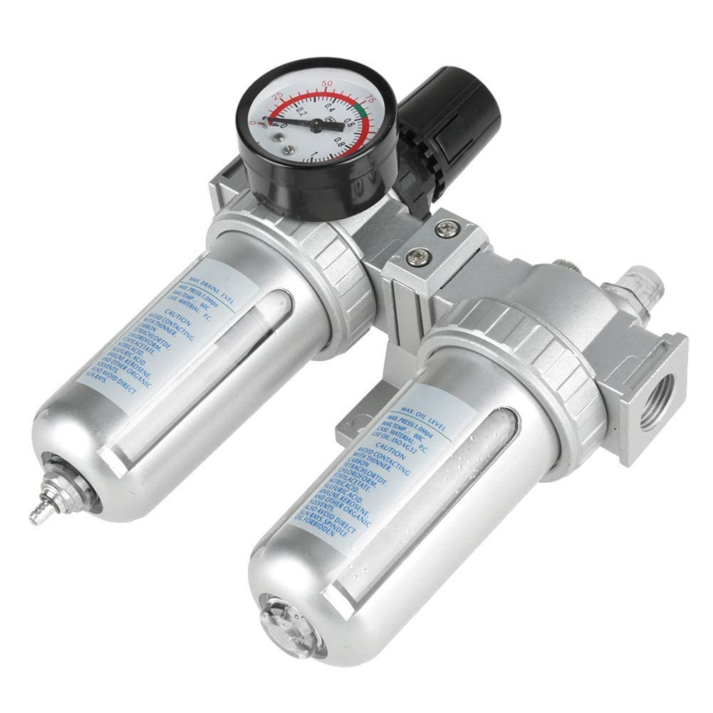 Filtro combinato compressore aria con manometro, separatore acqua olio compressore aria 1/2 ", kit combinato regolatore filtro aria compressa mini per protezione compressore aria