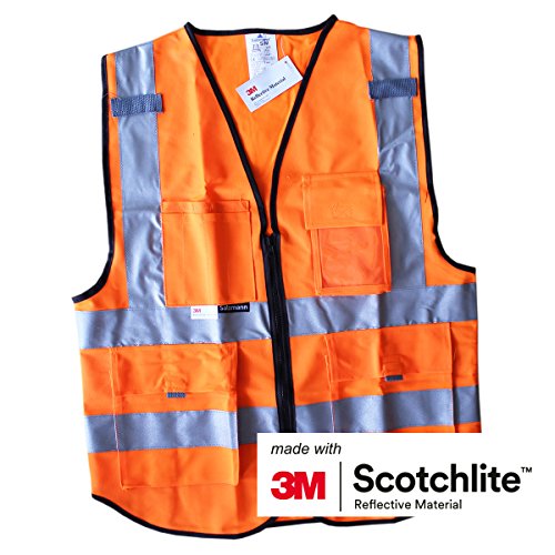 Preisvergleich Produktbild Salzmann 3M Hochsichtbare Warnweste - Hergestellt mit 3M Reflektierendem Material - Mit 4 Vordertaschen und Reißverschluss