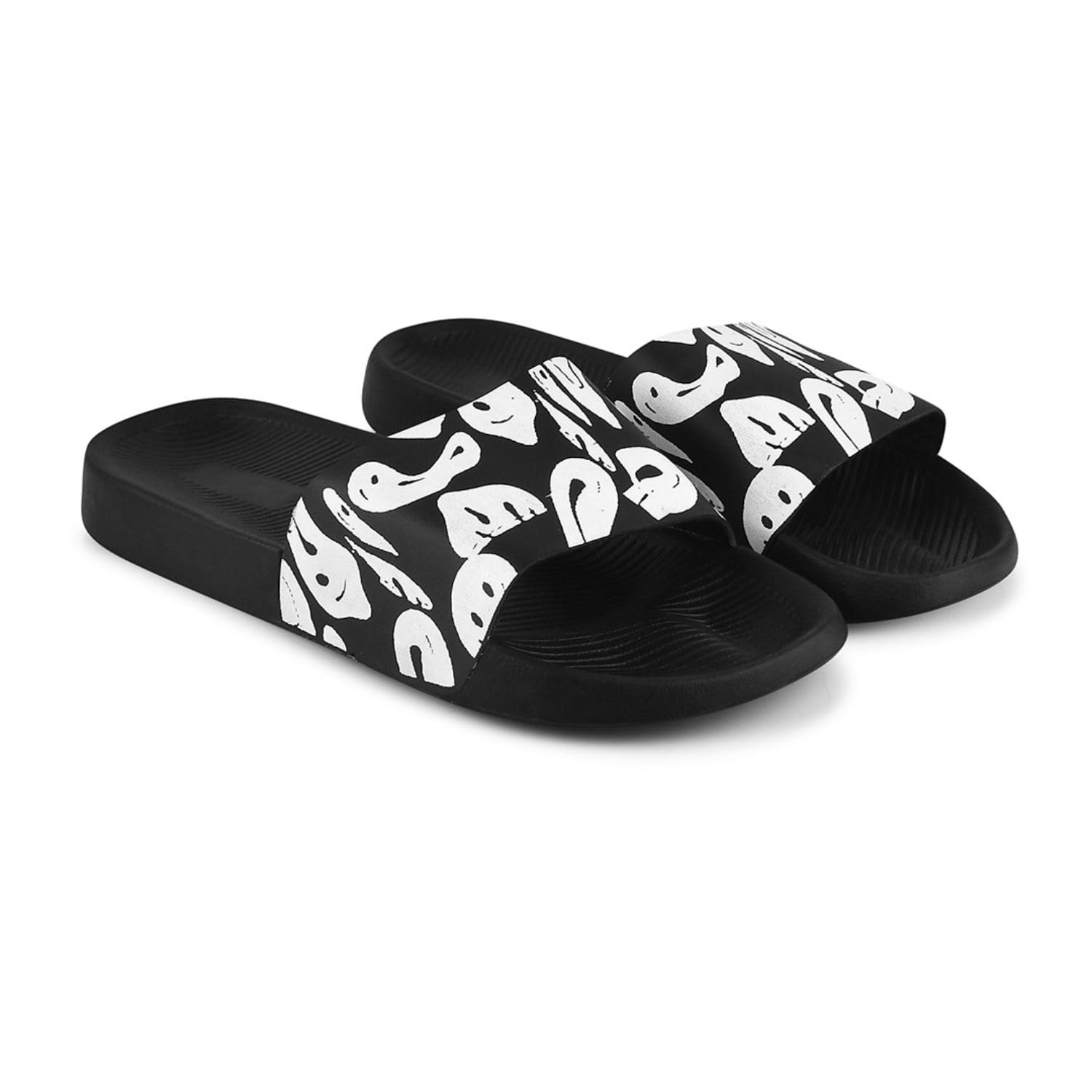 pery-pao Sliders Mens Black Stylish Printed Flip Flop & Slippers-picture-17
