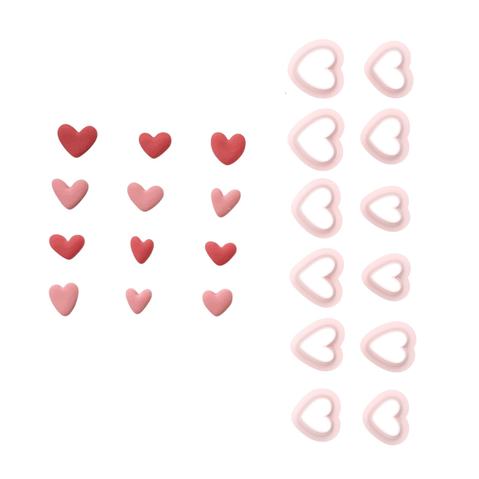 Lodoot Pink Set Of 12 Multipurpose Small Heart Polymers Clay Cutter Valentines Day Jewelry Making Set For Earrings And Necklaces