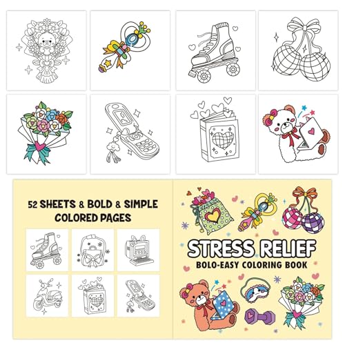 Libros para colorear para la relajación de los adultos, libros para colorear - Libro para colorear en negrita y fácil | Páginas de dibujo de diseños en negrita con escenas detalladas para actividades