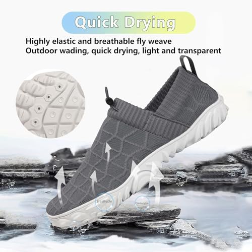 Image of Beach Water Shoes for Women Men Quick Dry Non-Slip Wide Toe Hike Barefoot Footwear for Beach Pool Aqua Swim Surf Walk
