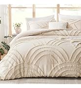 ENJOHOS Twin/Twin XL Cute Comforter Set for College Girls - Twin Size Boho Cream Beige Tufted Rai...