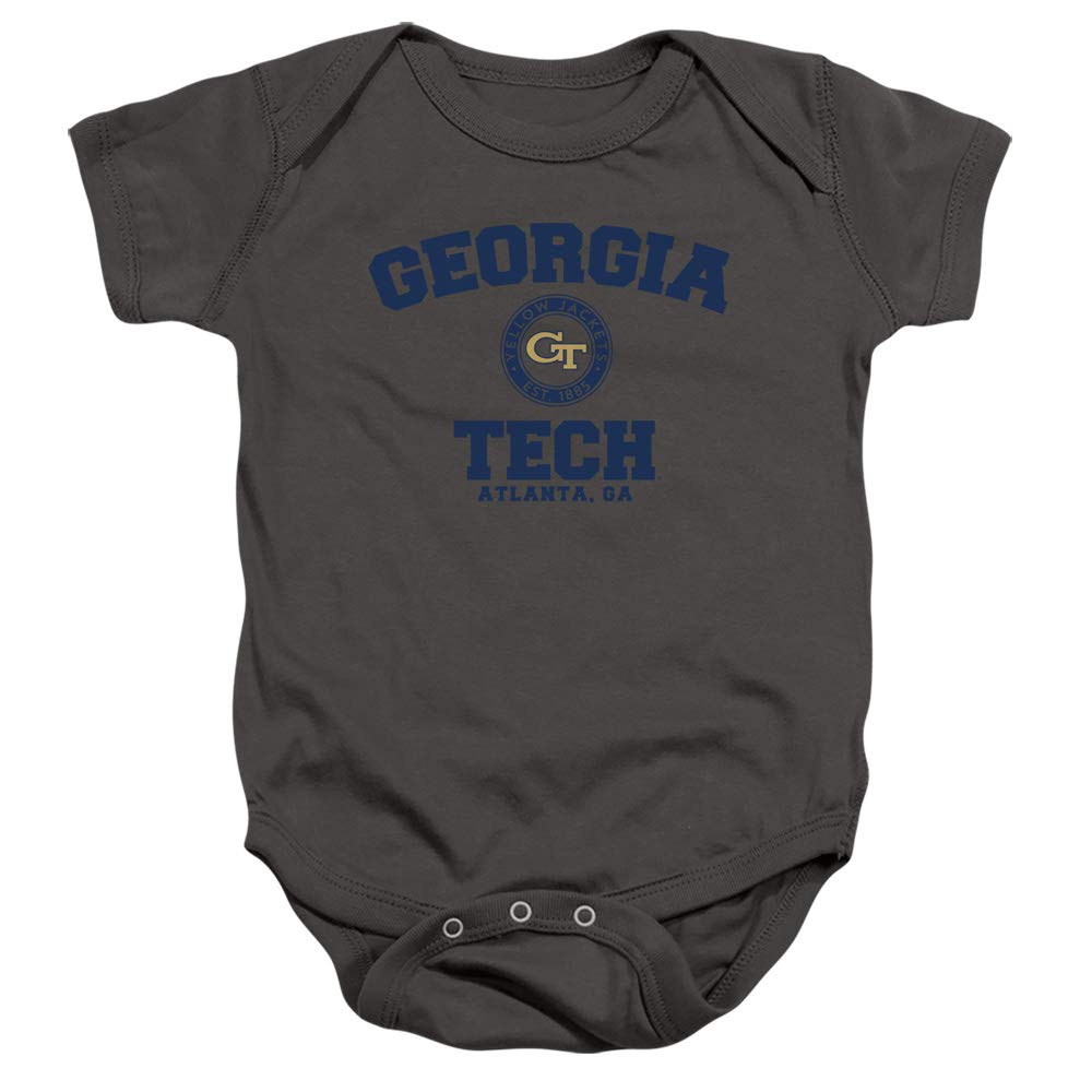 Georgia Tech Official Circle Logo Unisex Infant Snap Suit for Baby,Charcoal, 6 Months