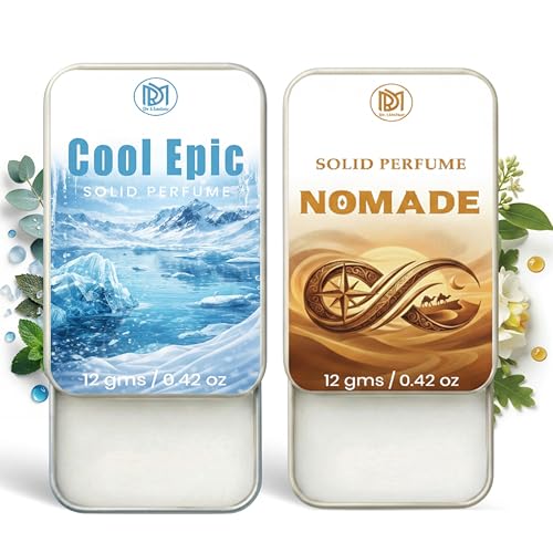 Image of Dr.Mashur Solid Perfume |Nomade&Cool Epic Alcohol Free Wax Perfume Balm, Long Lasting | Pocket Tin 12g, Pack Of 2| Non Greasy Smooth Glide, Travel Friendly Men And Women