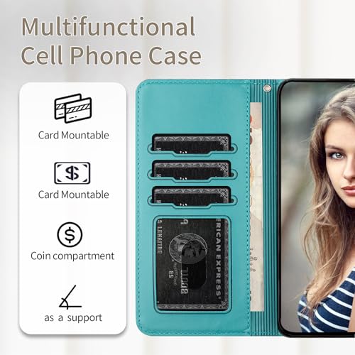 ZQQCONIG for Samsung Galaxy S20 Wallet Case,Wall Cats Butterfly Flower Embossed PU Leather Flip Phone Case with Card Slots,Magnetic Protective Cover with Holder Kickstand,Blue by ZQQCONIG - Image 3