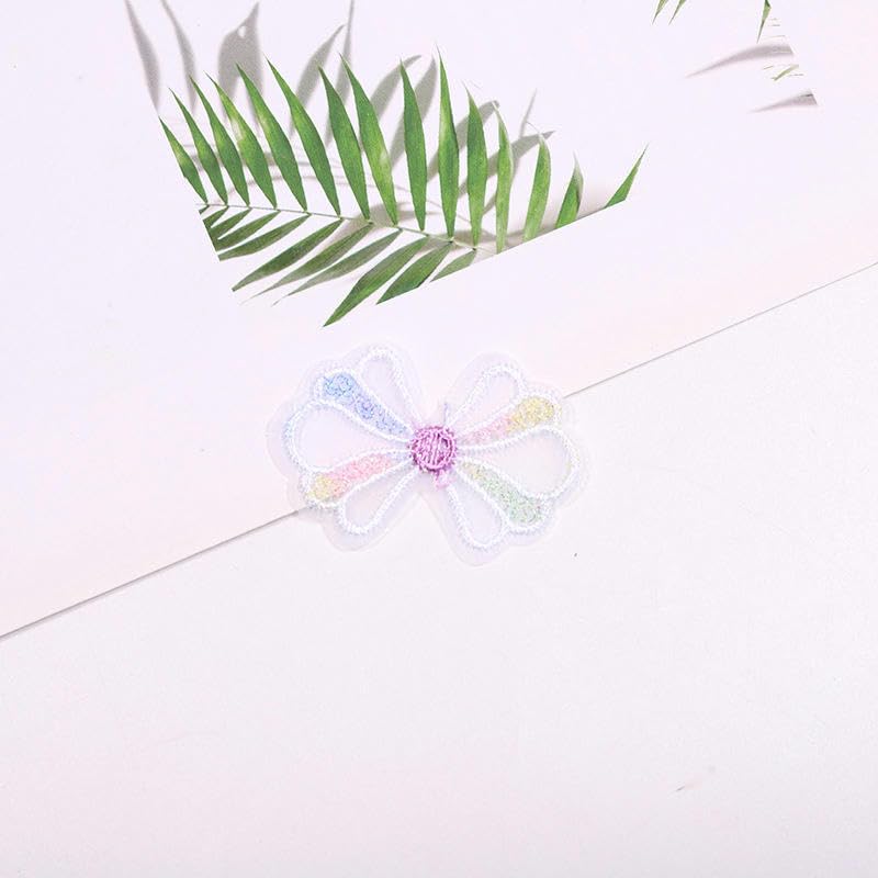 Parches de Bordado Parches Bordados pequeños con Lazo de Gasa Encaje, 4 x 3,5 cm, 50 Unidades, for Planchar, Chinos, for Coser en Ropa, Vaqueros y Chaquetas(White)