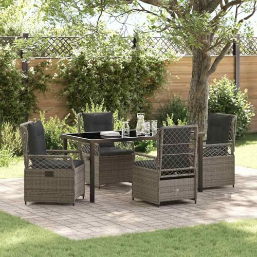 Ensemble de repas extérieur en polyrotin gris pour terrasses conviviales