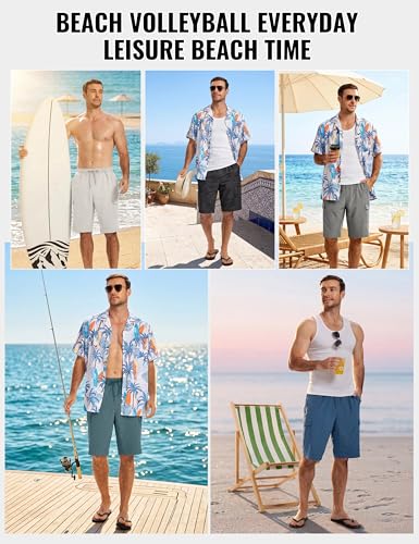 Image of MoFiz Mens Swim Trunks with Compression Liner 9 inch /11 inch Quick Dry Board Shorts Bathing Suits Long Beach Shorts Zipper Pockets