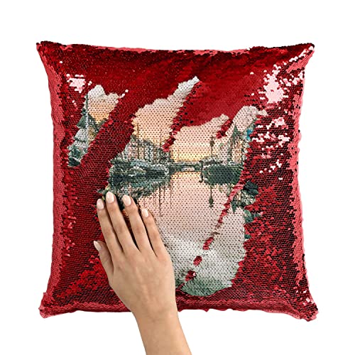 Coussin Sequin Paillettes Rouge Copenhague : idée cadeau originale - 3