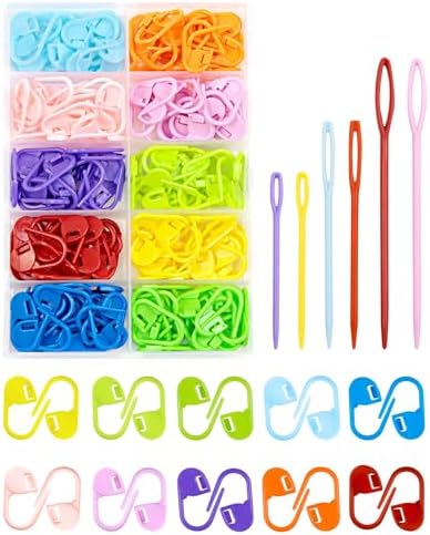 FIVEIZERO 200 Pcs Stitch Markers - 10 Color Knitting & Crochet Ma...