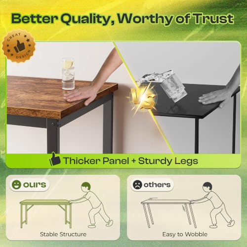 PRAISUN 54 x 19.7 Inch Computer Desk, 0.95'' Thicker, Heavy Duty, Rustic Brown by PRAISUN - Used condition - Image 6