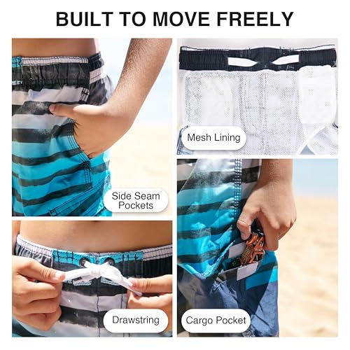 Image of Kanu Surf Boys' Toddler Troy Stripe Swim Trunks