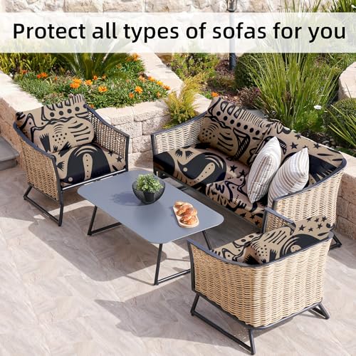 Image of BIETYONE 8Pcs Stretch Patio Cushion Covers,for Outdoor Couch Cushion Covers Replacement,Outdoor Sofa Covers Patio Slipcovers Couch Cover,Washable Furniture Cover (Pigeon2, Cover Only)