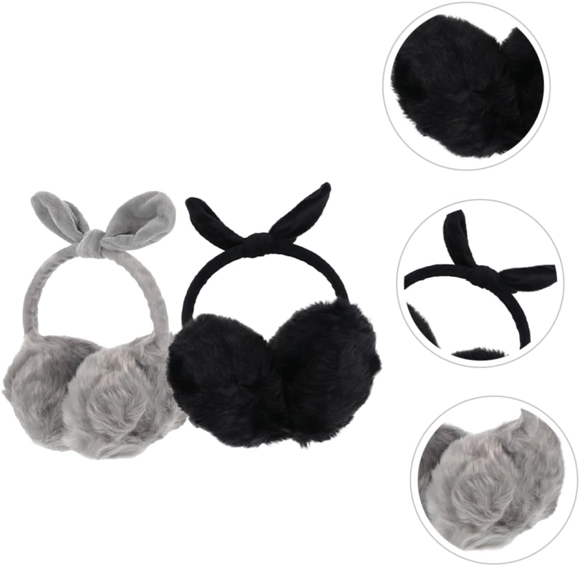Uonlytech 2pcs Plush Ear Warmer Earmuffs Adjustable Stretch Headband, Soft Winter Ear Covers for Women Outdoor Sports, Windproof Thermal Protection