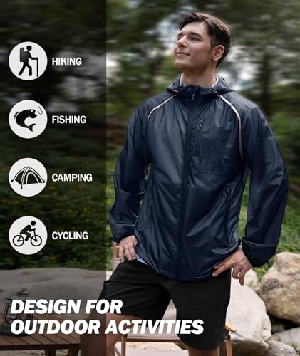 Image of SWISSWELL Mens Cycling Rain Jacket Waterproof Lightweight Windbreaker Jackets for Men Raincoat with Hood