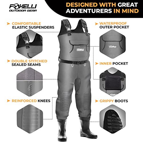 Foxelli Neoprene Chest Waders, Camo Hunting & Fishing Waders For Men & Women With Boots, Waterproof Bootfoot Waders #TOP3