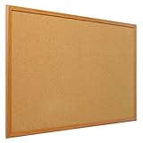 MFLABEL 35x23 inch Cork Bulletin Board Oak Wood Frame Corkboard Message Board