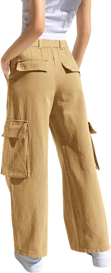 SySea Girls Cargo Pants Baggy Y2K Kids High Waist Sweatpants Flap Pockets Loose Fit Straight Wide Leg Casual Trousers - Image 2