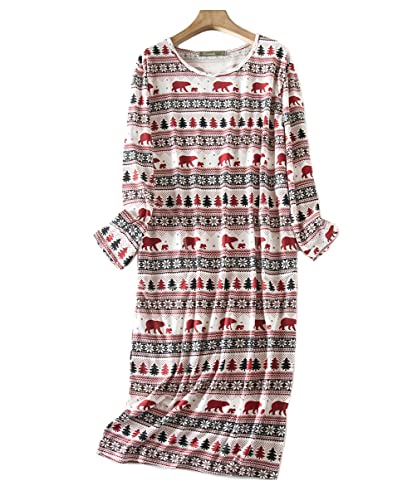 DSJJ Chemise de Nuit Femme Longue Coton Manches Longues Grande Taille vêtements de Nuit Cover