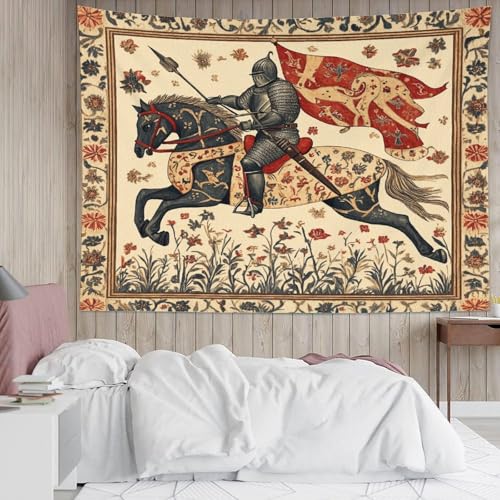 Miniatura 5 de Kaiyun Caballero Medieval On Horse Tapiz De Pared Arte Estilo Medieval Tapices Estéticos Decoración De Habitación Para,Sala De Estar,Universidad Decoración Del Hogar 180cmx230cm