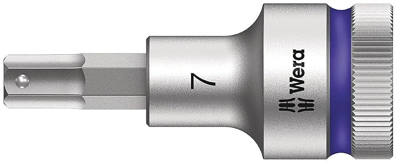Soquete de Bit Sextavado Wera 8740 C HF ZYKLOP com Encaixe de 12,7 mm (1/2 pol.) e Função de Retenção 7 x 60 mm