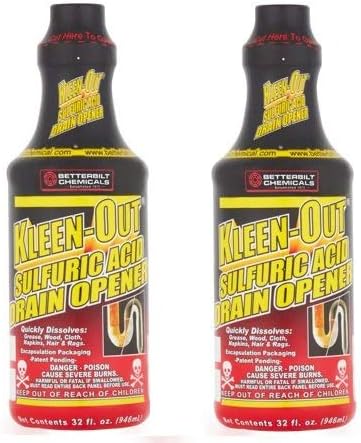 Amazon Com Betterbilt Chemicals Kleen Out Sulfuric Acid Drain Opener 32 Fl Oz 2 Health Household