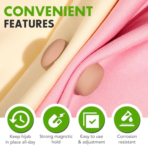 Strong Magnetic Hijab Pins, 4 Pack Multi-Use Pinless Hijab Magnet Pin, Colorful Magnet Pins Scarf Magnetic Pin No-Snag Brooch Clasp for Clothes Dress Scarves (Matte)4