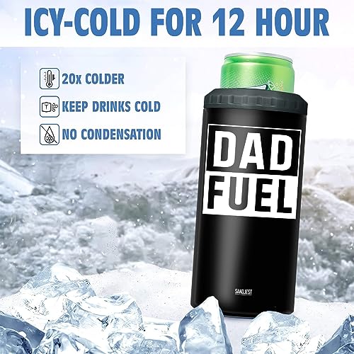 Image of SANDJEST 4-in-1 Tumbler Gifts for Dad from Daughter Son - 12oz Dad Fuel Can Cooler Tumblers Travel Mug Cup - Stainless Steel Insulated Cans Coozie Christmas, Birthday, Father's Day Gift for Daddy