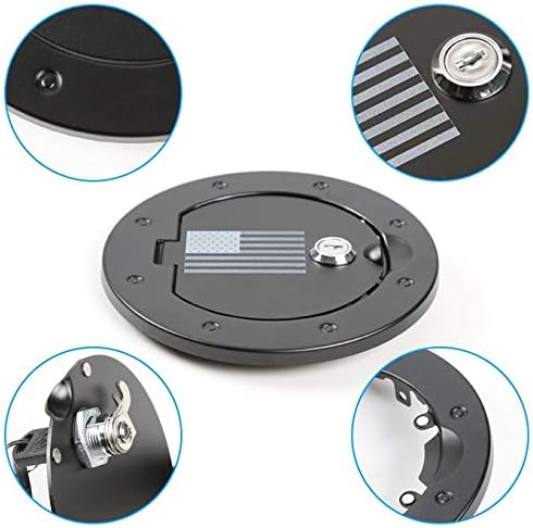 JeCar Gas Tank Door Locking Fuel Filler Door Cover for 2007-2018 Jeep Wrangler JK & Unlimited Sport Sahara Rubicon