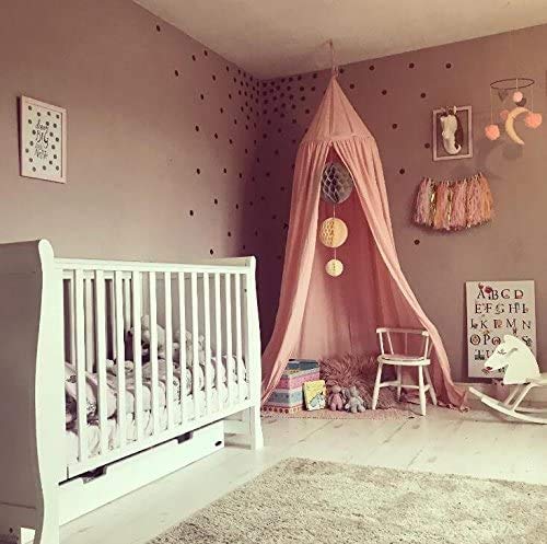 image for ONMIER Mosquito Net Canopy, Cotton Canvas Dome Princess Bed Canopy Kid