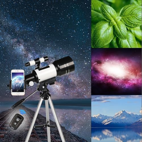 Telescope for Adults & Kids, 70mm Aperture Refractor (15X-150X) Portable Travel Telescope with Phone Adapter & Wireless Remote, Astronomy Beginners Gifts, Black - View 8