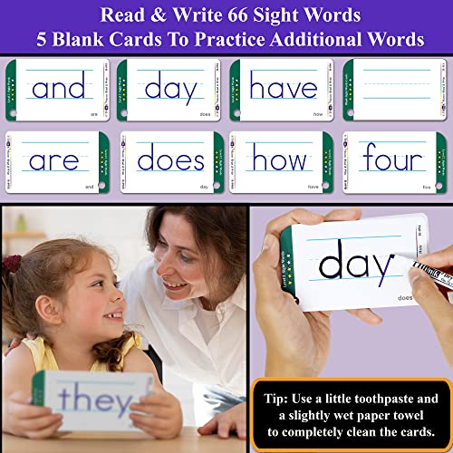 Think2Master Premium 186 Laminated Alphabet, Sight Words & Phonics Flash Cards For Pre K & Kindergarten. (Bonus: 2 Dry Erase Markers, 5 Rings). Learn To Read, Write, Count, Add & Subtract Numbers. #TOP3