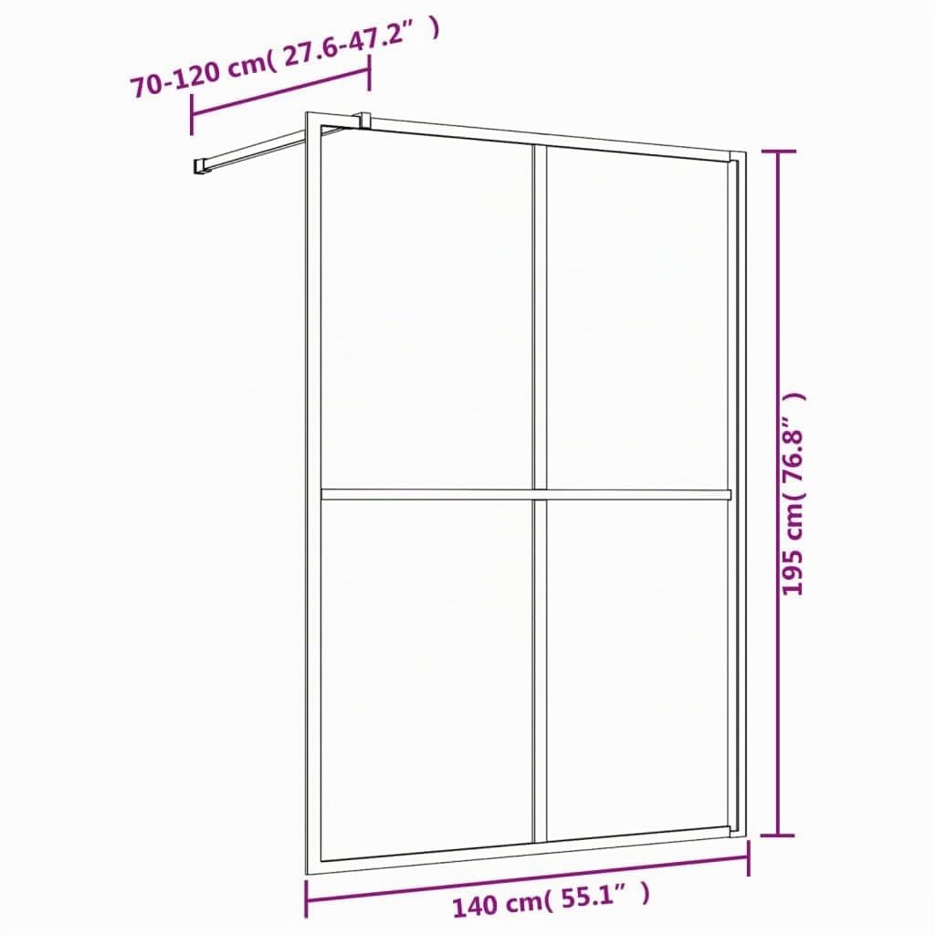 Parete per Doccia Vetro Trasparente ESG 140x195 cm Oro,Walk-in