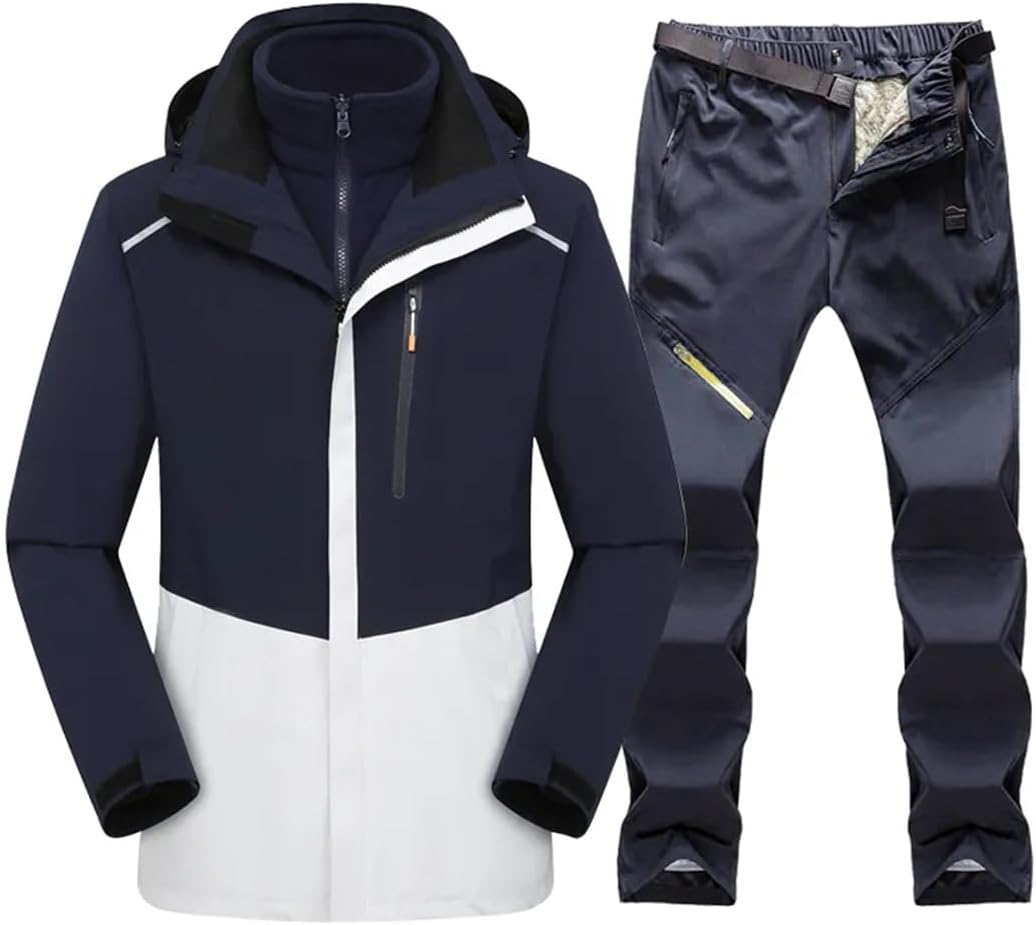 Men Winter Waterproof Snow Fleece Jacket Pants Snowboard Sets Sports Warm Skiing Camping Trousers