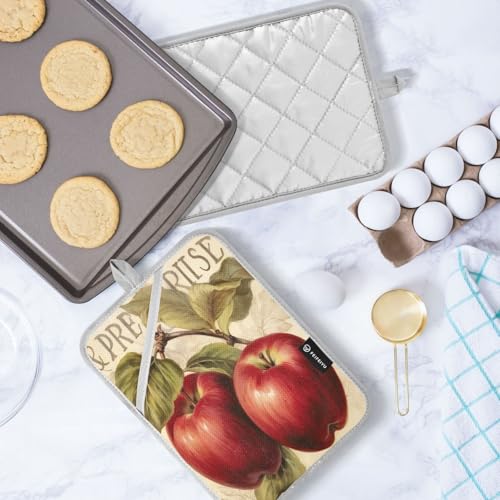 Manoplas vintage de bolsillo para horno con almohadilla caliente antideslizante, 2 unidades 6