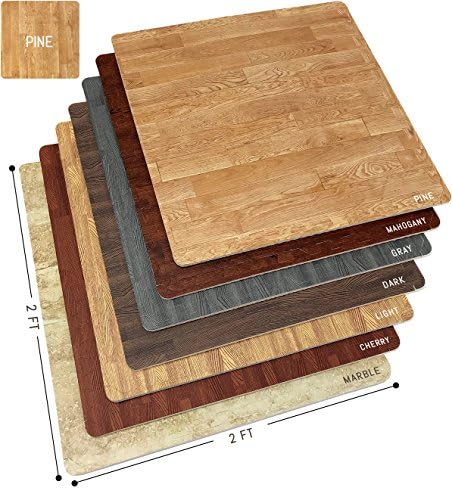 Sorbus Wood Grain Floor Mats Foam Interlocking Mats Tile 3/8-Inch Thick Flooring Wood Mat Tiles Borders - Home Office Basement Trade Show (12 Tiles, 48 Sq ft, Pine)