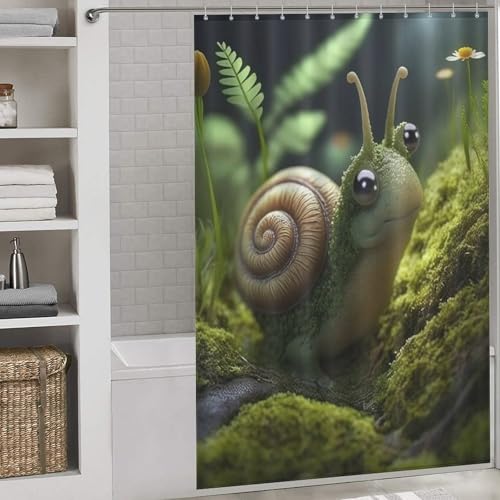 Rideau de douche imperméable escargots 152x183cm avec crochets