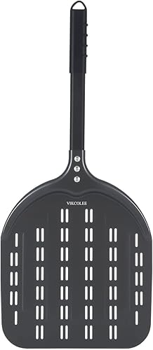 VIKCOLEE Peeling perforado para pizza, 12 x 14 pulgadas, rectangular para torneado de pizza, profesional de aluminio anodizado antiadherente para