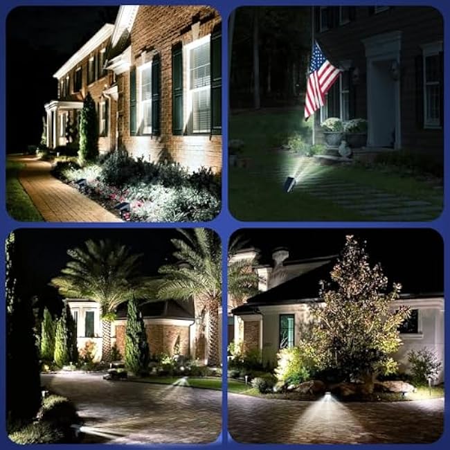 EIUIO Solar Outdoor Lights, 3 Lighting Modes Solar Spot Lights Outdoor with Auto On/Off, IP65 Waterproof Landscape Lighting for Garden Yard Pathway