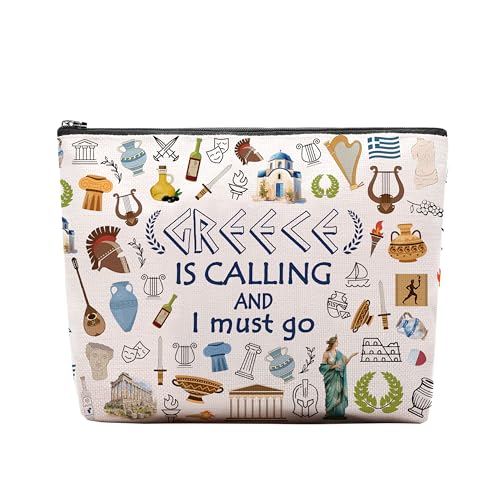 RTTLALUO Greece Travel Makeup Bag, Greece Traveling Gifts For Women,