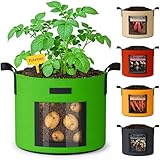 NESSTU 10 Gallon Potato Grow Bags: Set of 5 Colorful Gardening Supplies Fabric Pots with Harvest Window Reinforced Handles - Planting Container for Vegetable Tomatoes Carrot Flowers Balcony Patio Use