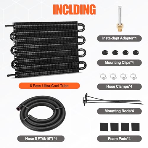 image for FILTERUP Upgrade 8 Pass Aluminium Transmission Oil Cooler, 5/16